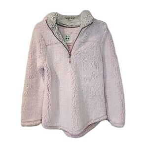 Green Tea Women’s Sherpa Light Pink Jacket Super Soft Size Large Partial Zip